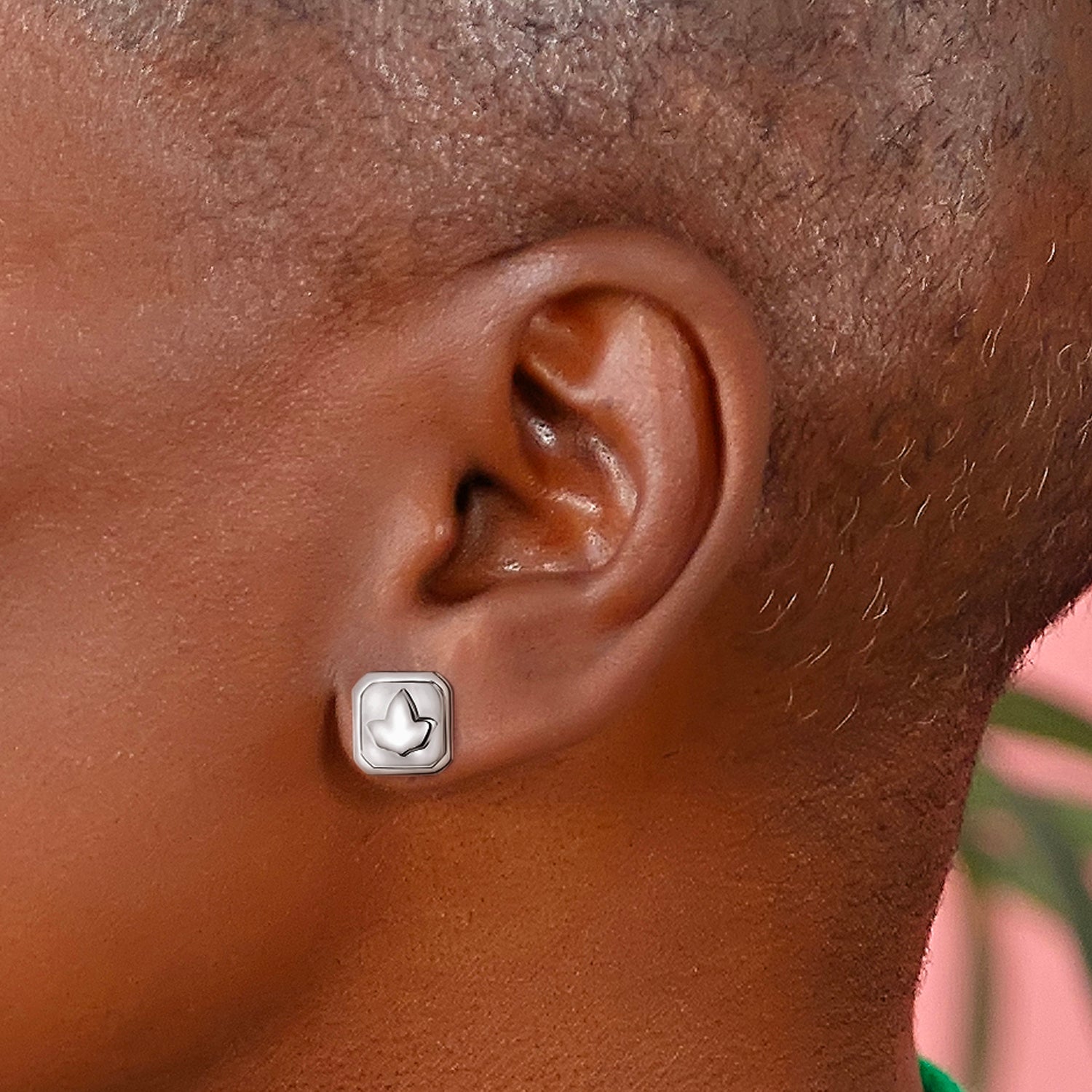 Ivy Block Earrings-Silver