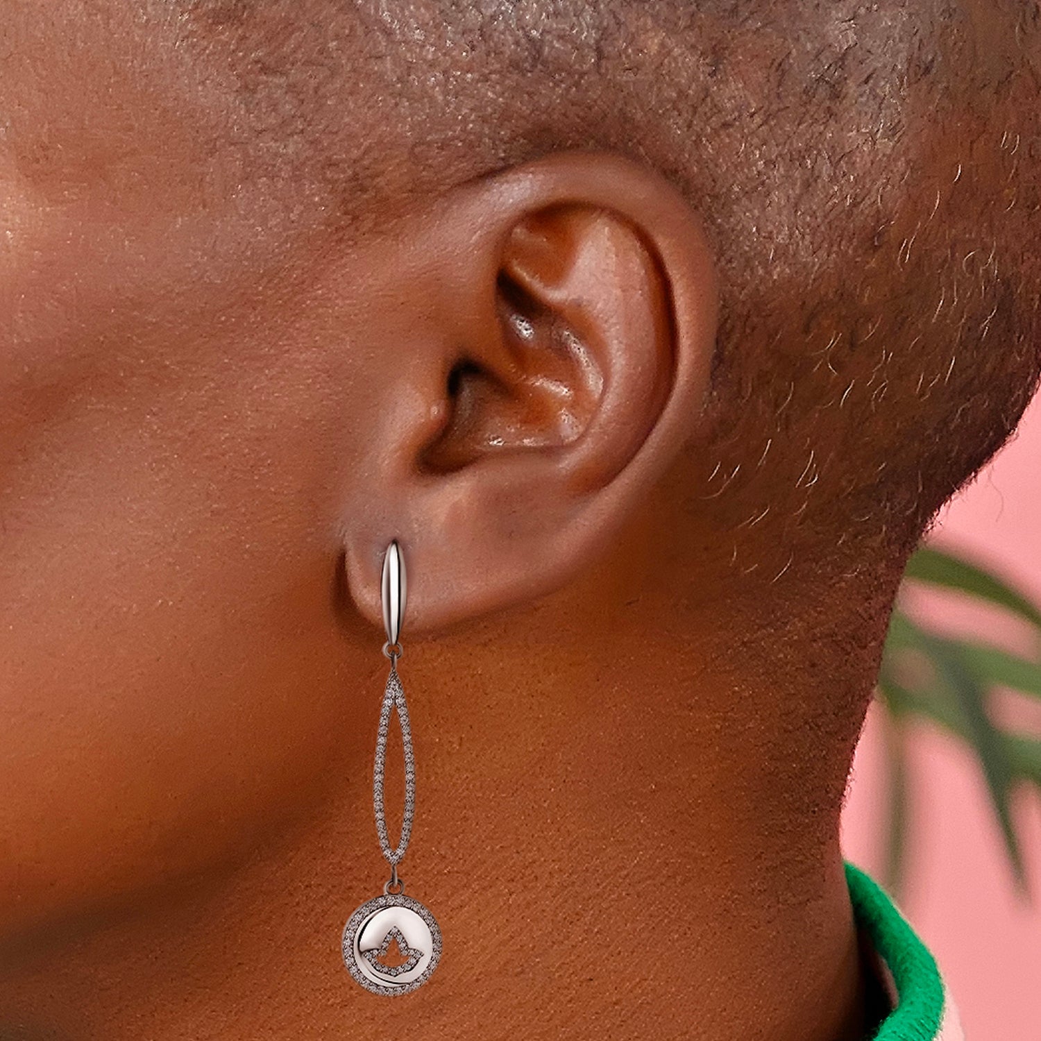 Drop Cut Out Ivy Earrings-Silver