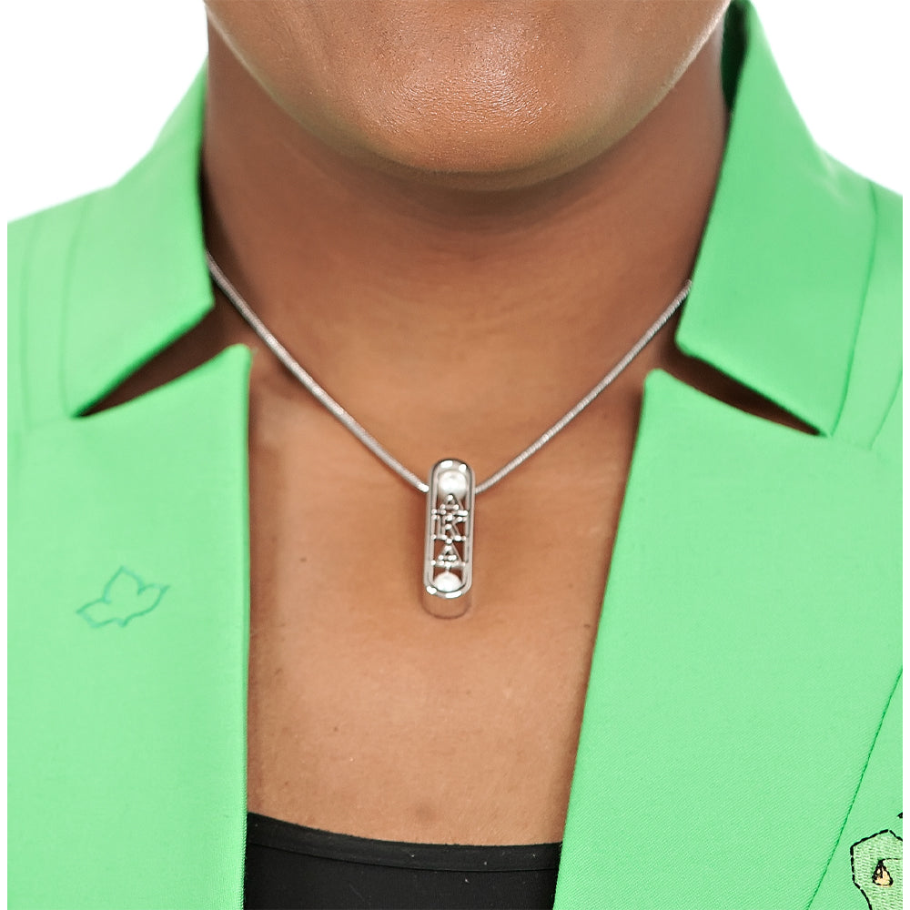 Dual Pearl Vertical AKA Necklace (Rhodium) 1