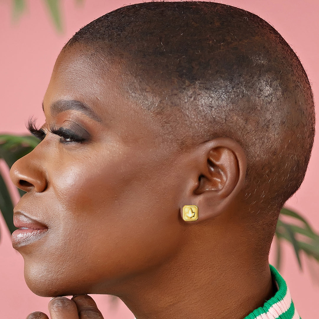 Ivy Block Earrings-Gold