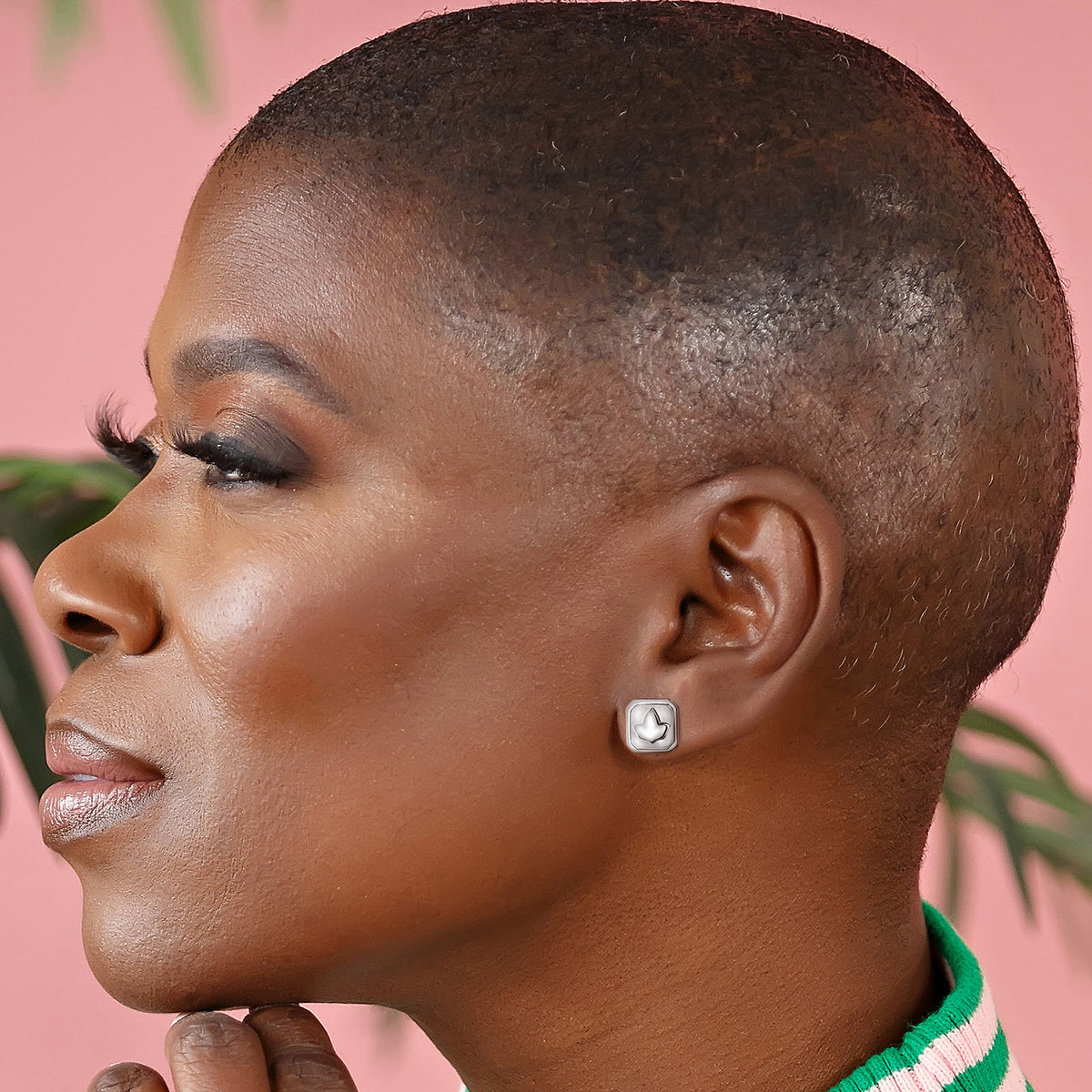 Ivy Block Earrings-Silver