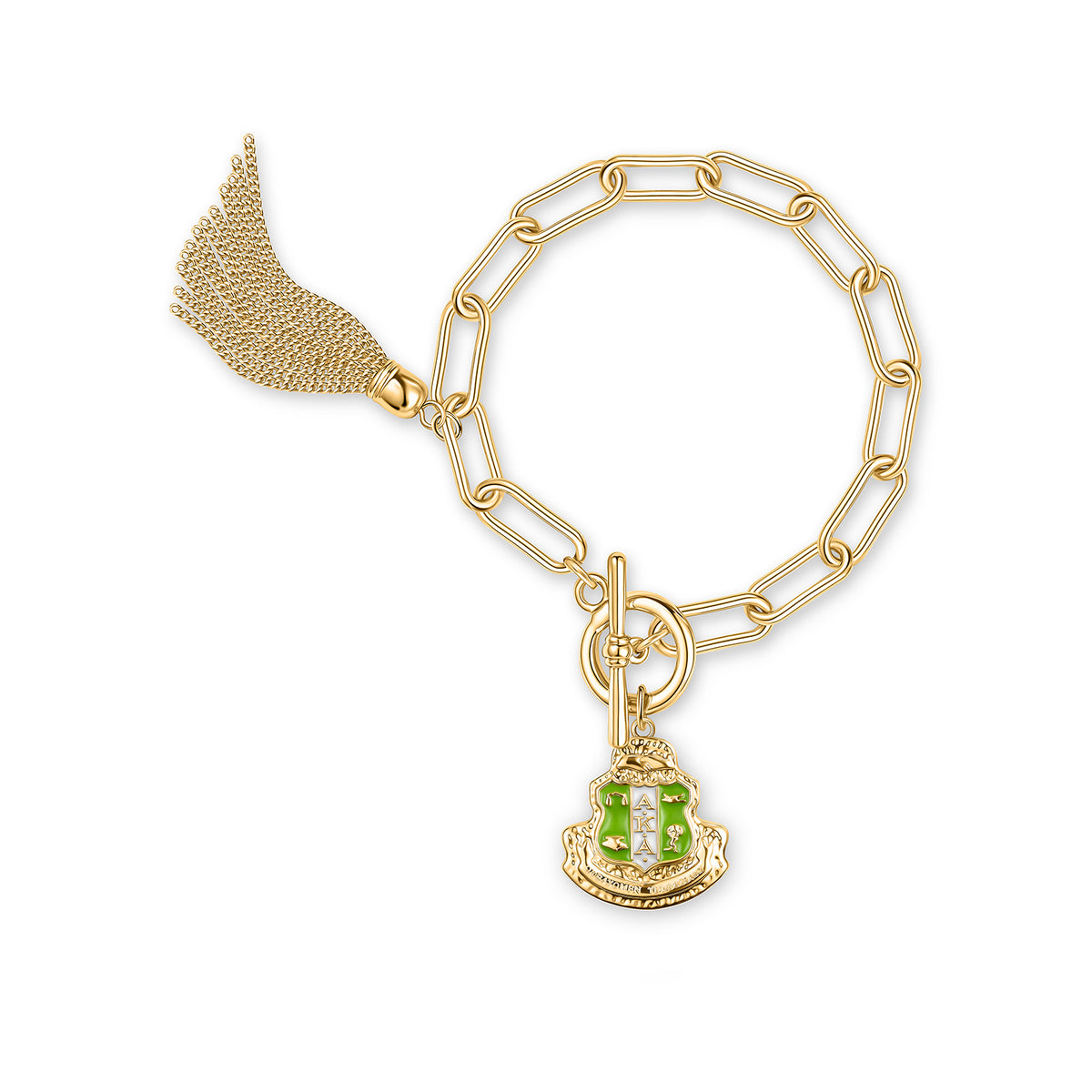AKA Shield Toggle w/Tassel Bracelet-Gold