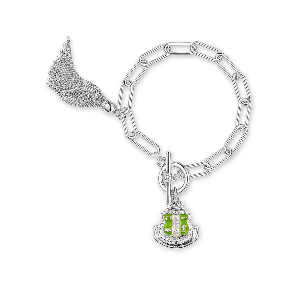 AKA Shield Toggle w/Tassel Bracelet-Silver