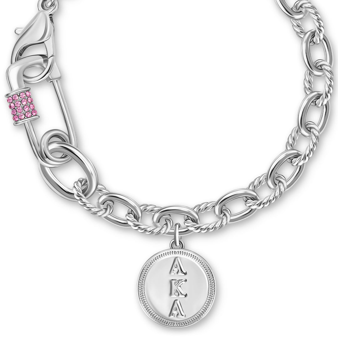 The Pink Spark Pin Bracelet-Silver