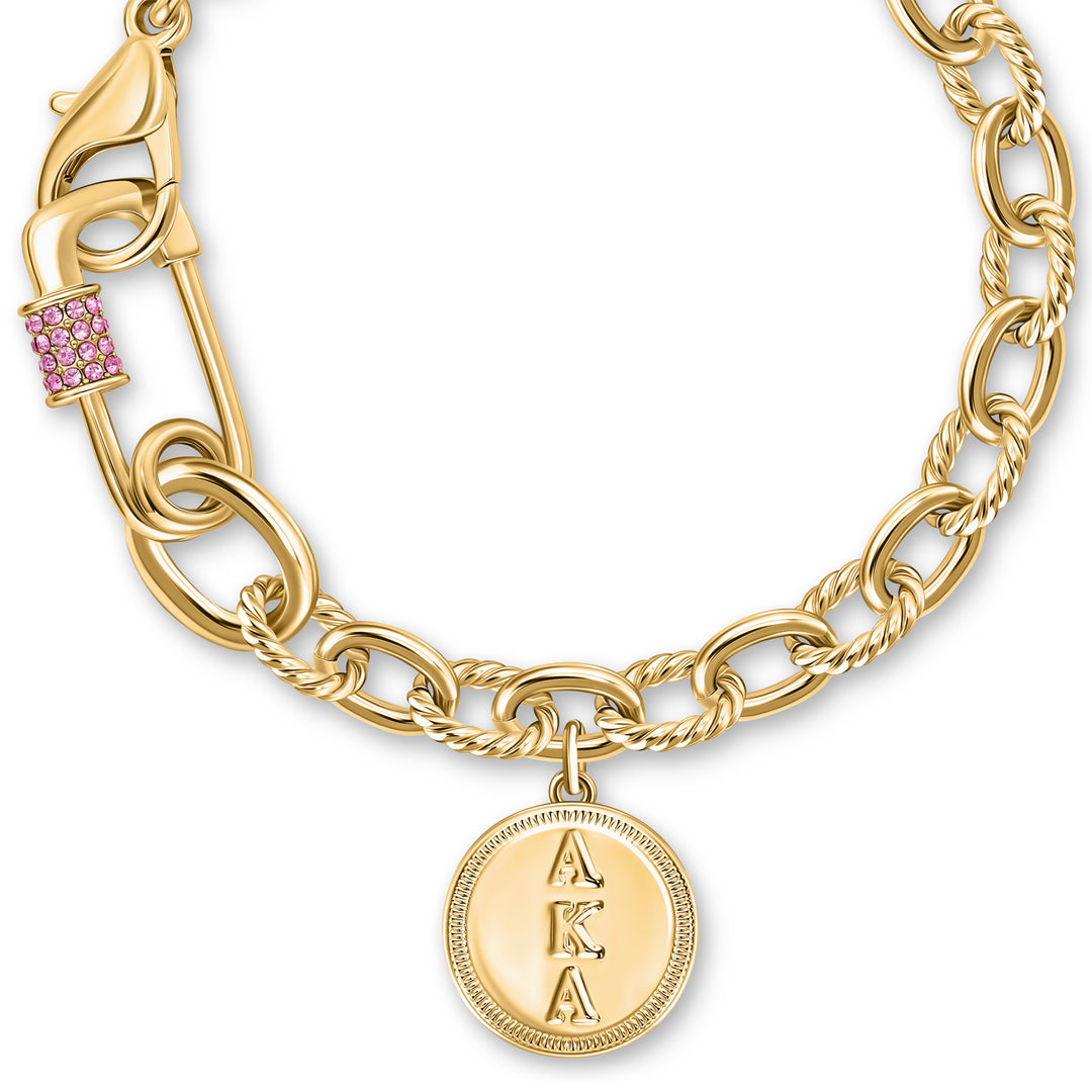 The Pink Spark Pin Bracelet-Gold