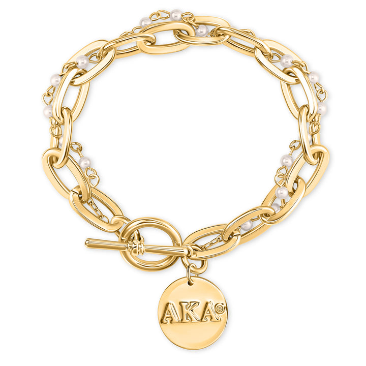 20 Pearls Toggle Bracelet-Gold