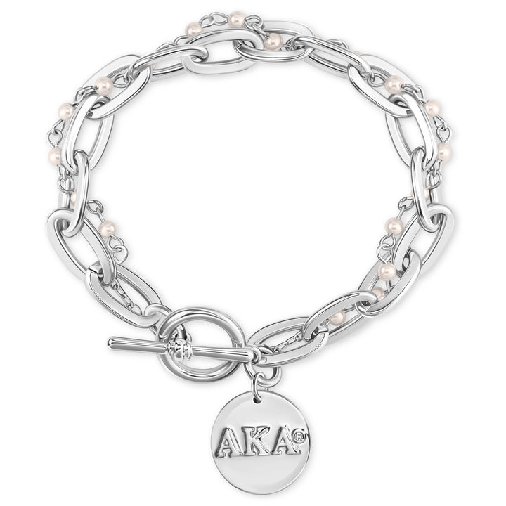 20 Pearls Toggle Bracelet-Silver