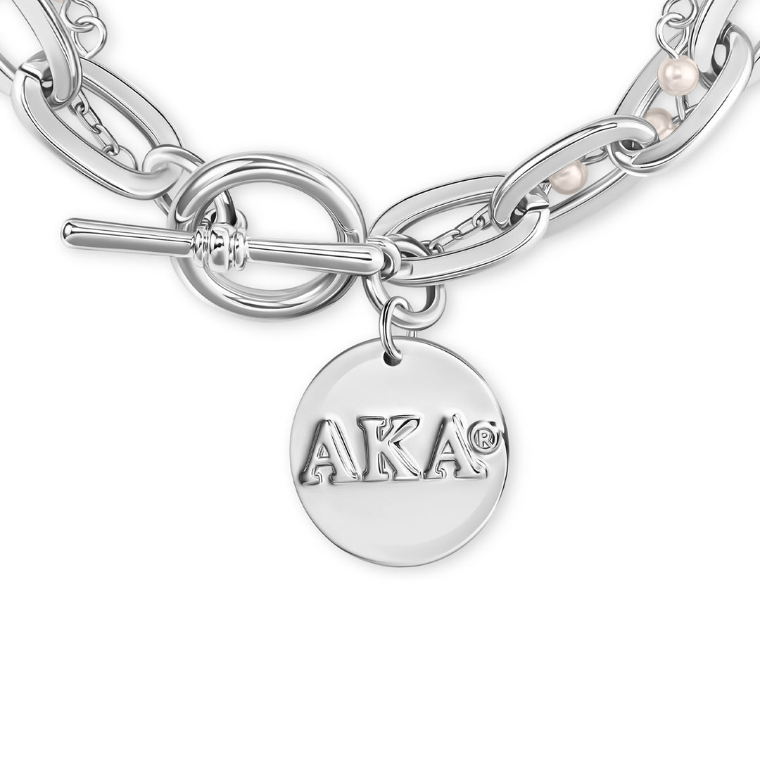 20 Pearls Toggle Bracelet-Silver