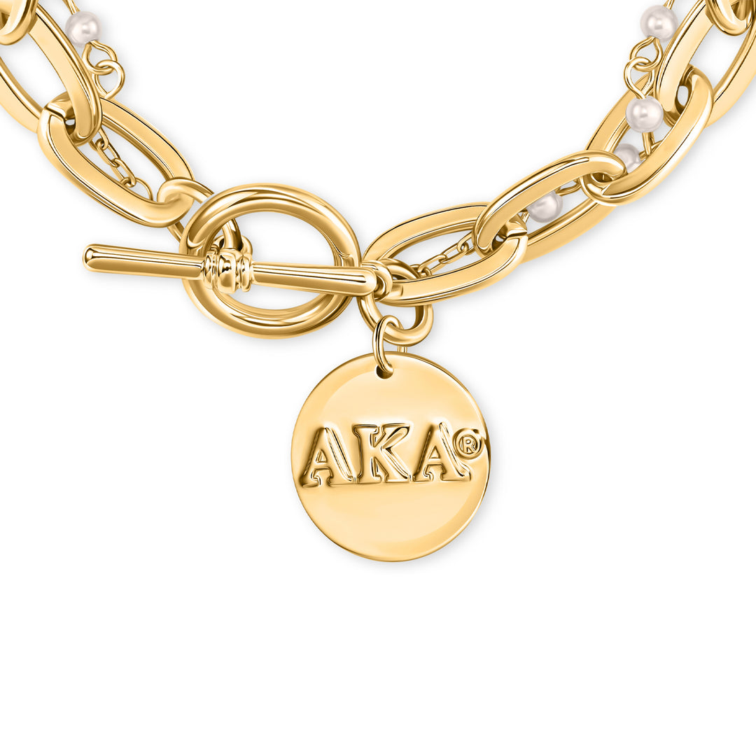 20 Pearls Toggle Bracelet-Gold