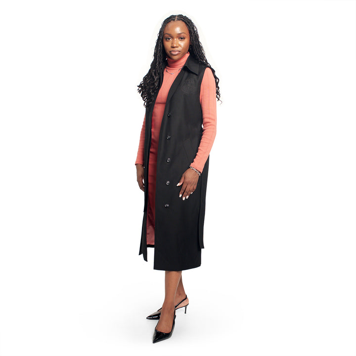 Sleeveless Trench Coat-Black