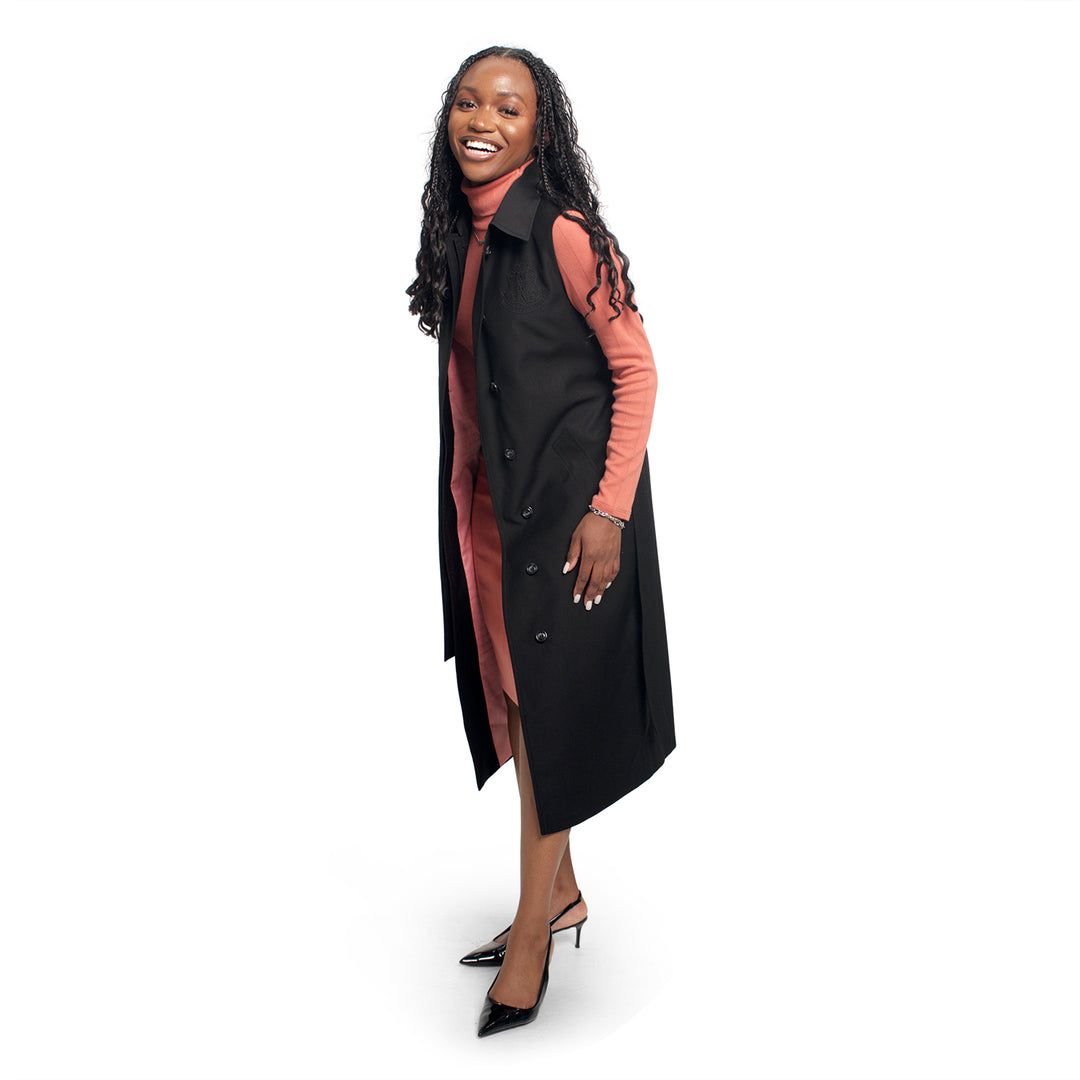 Sleeveless Trench Coat-Black