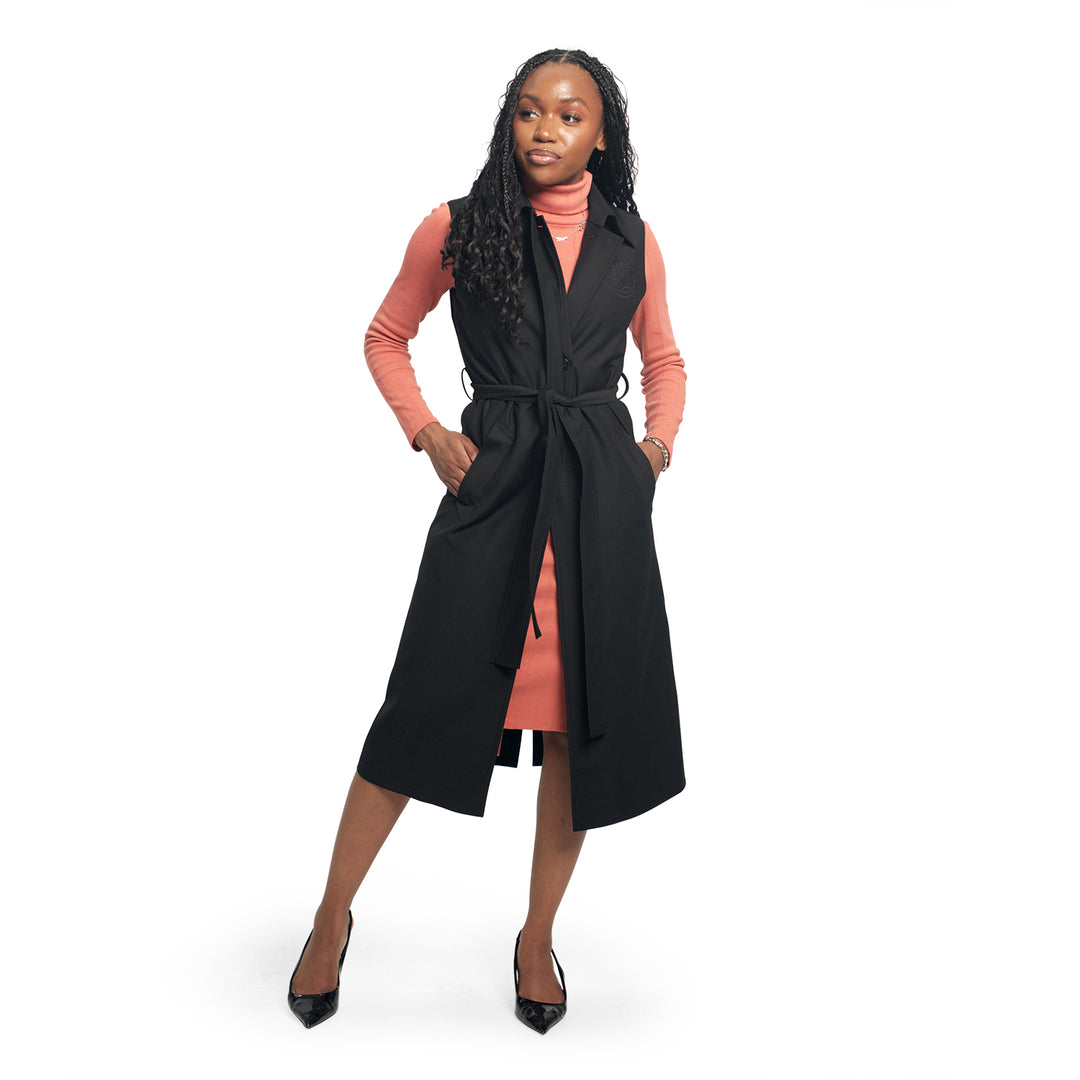 Sleeveless Trench Coat-Black