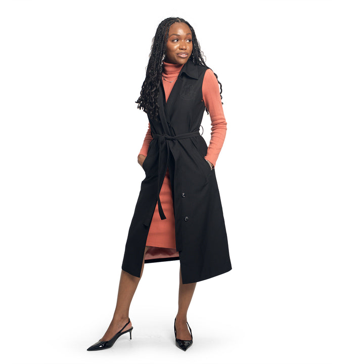 Sleeveless Trench Coat-Black