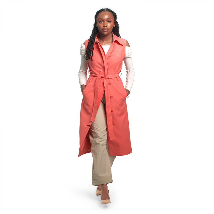 Sleeveless Trench Coat-Salmon