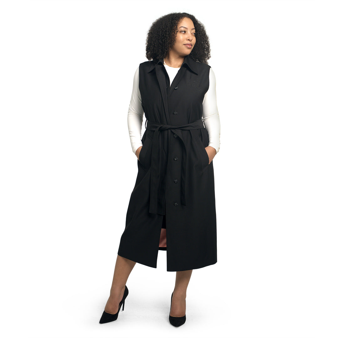 Sleeveless Trench Coat-Black