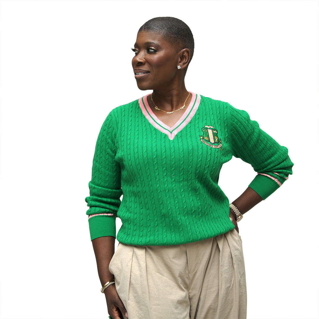 AKA Green V Neck Sweater