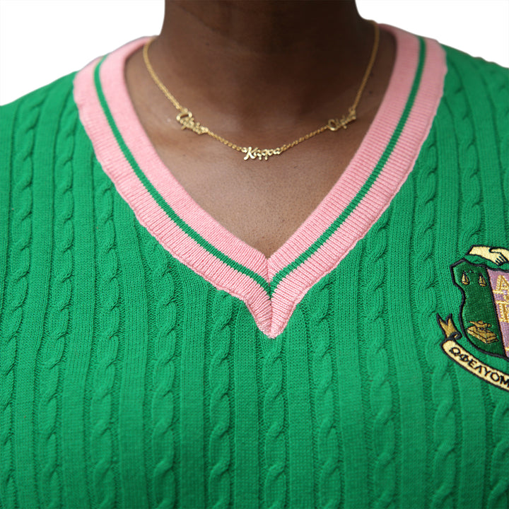 AKA Green V Neck Sweater