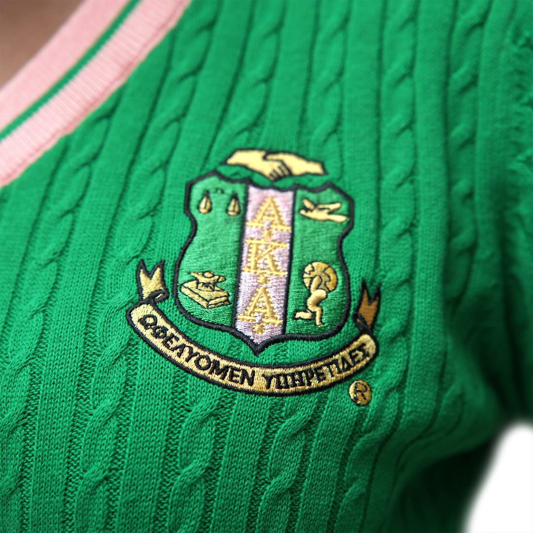 AKA Green V Neck Sweater