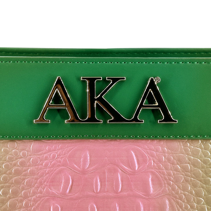 Green Embossed Ombre Croc Chain Tote