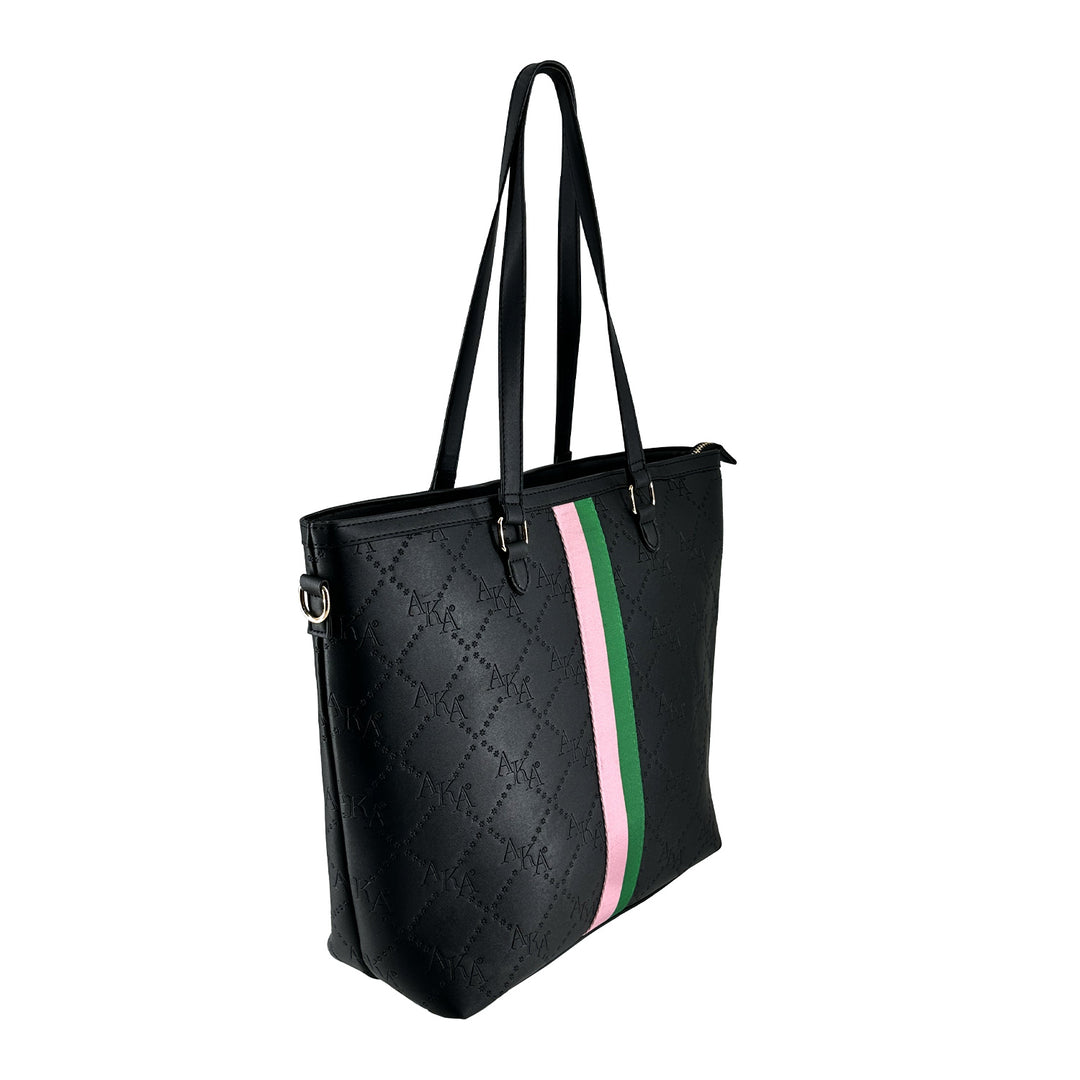 Black Embossed Grosgrain Tote