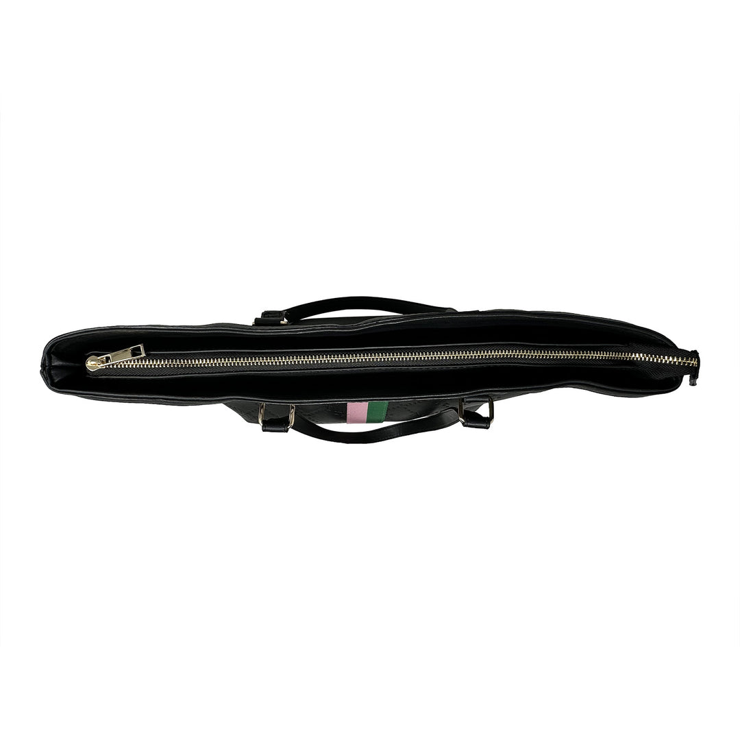 Black Embossed Grosgrain Tote