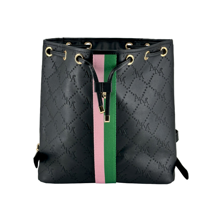 Black Embossed Grosgrain Backpack