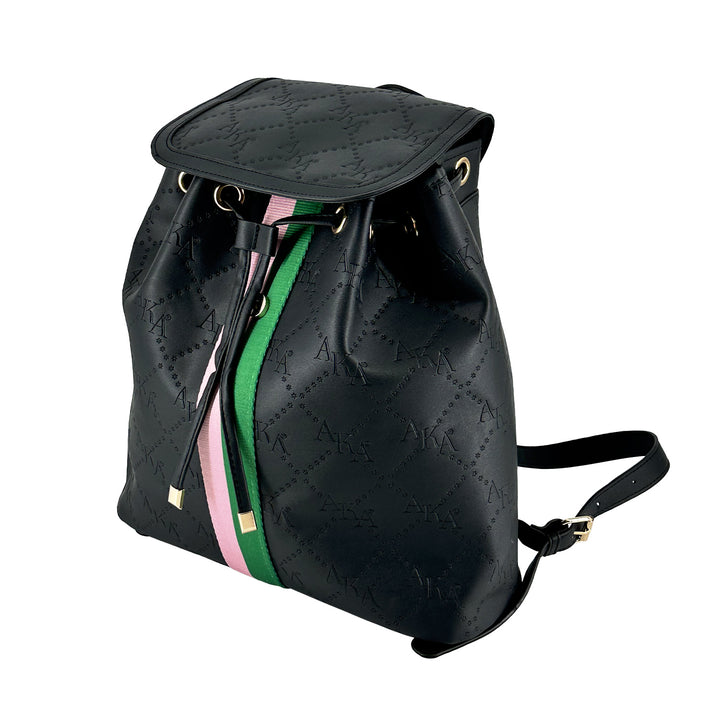 Black Embossed Grosgrain Backpack