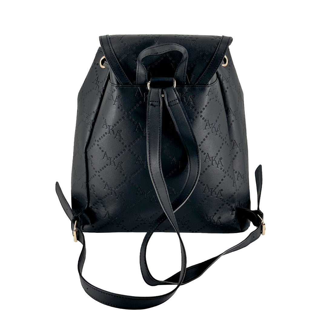 Black Embossed Grosgrain Backpack