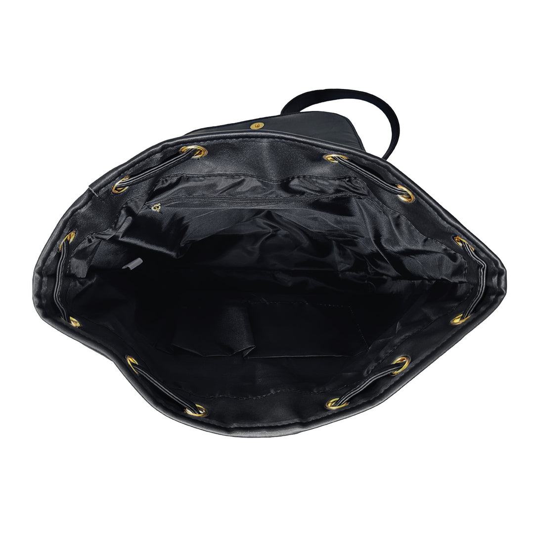 Black Embossed Grosgrain Backpack