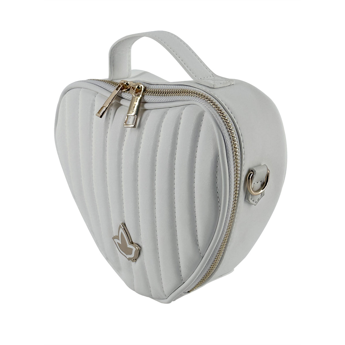 Quilted Heart Cross Body-White