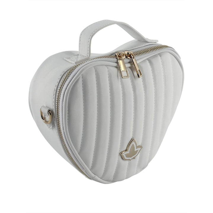 Quilted Heart Cross Body-White