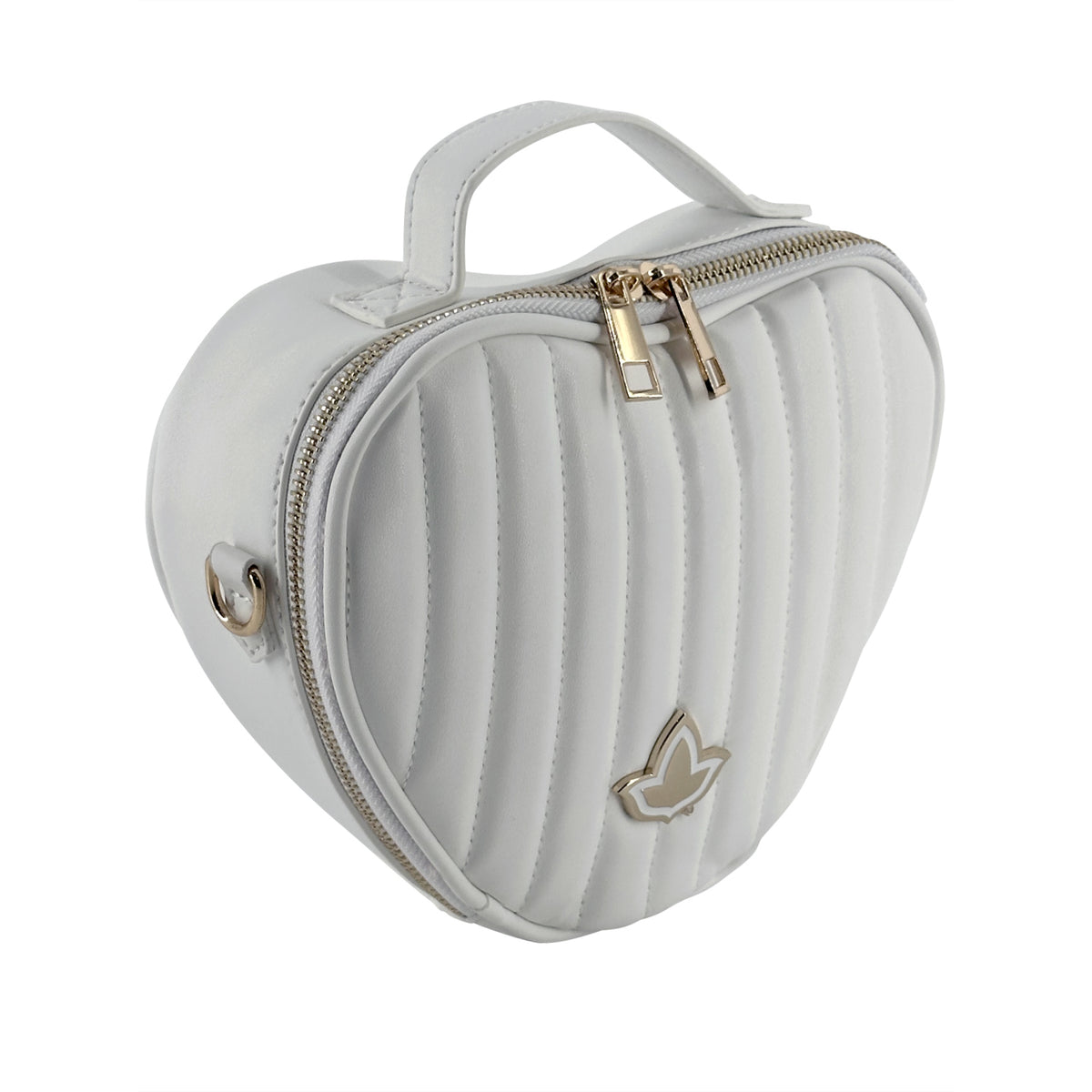 Quilted Heart Cross Body-White