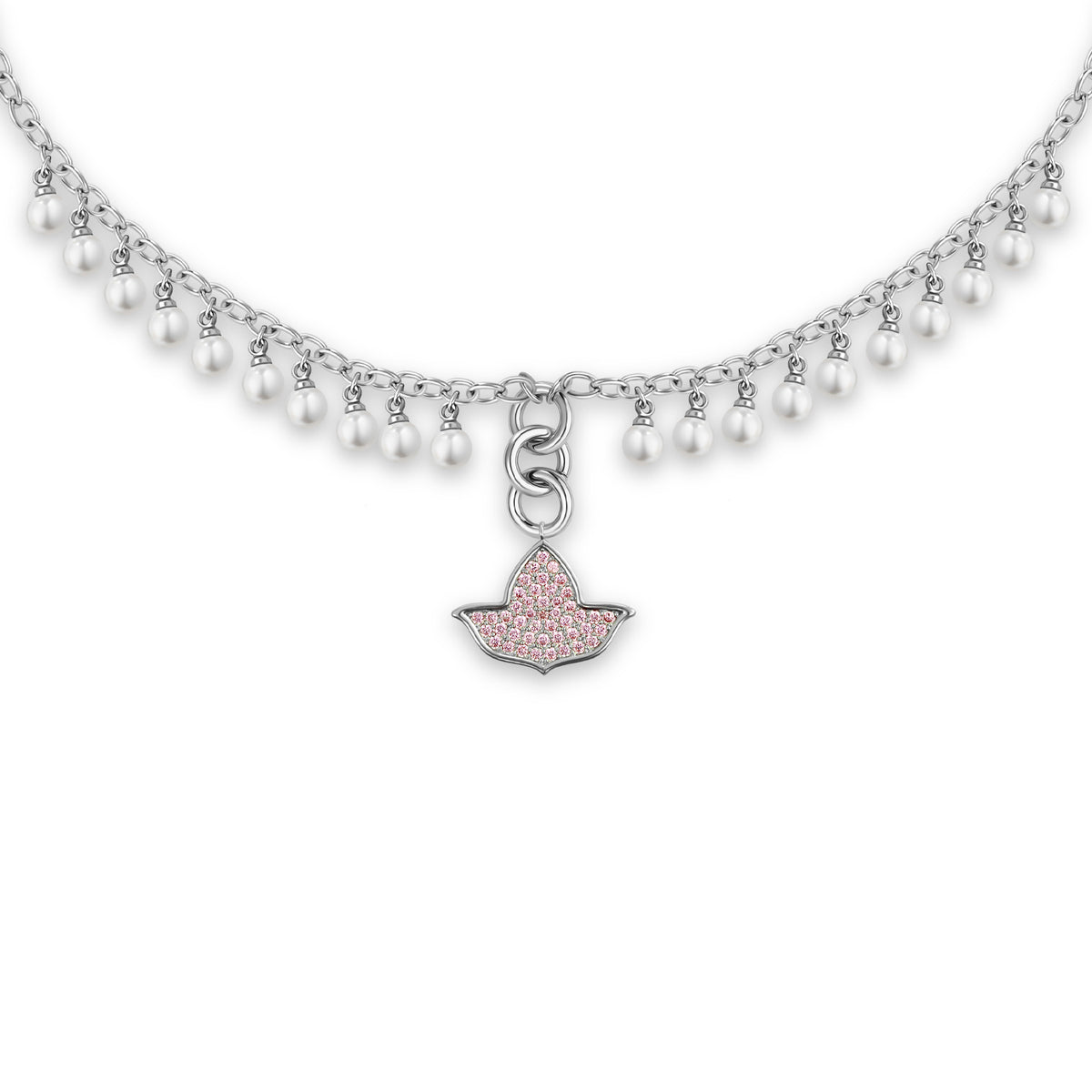 20 Pearls Ivy Loop Necklace-Silver