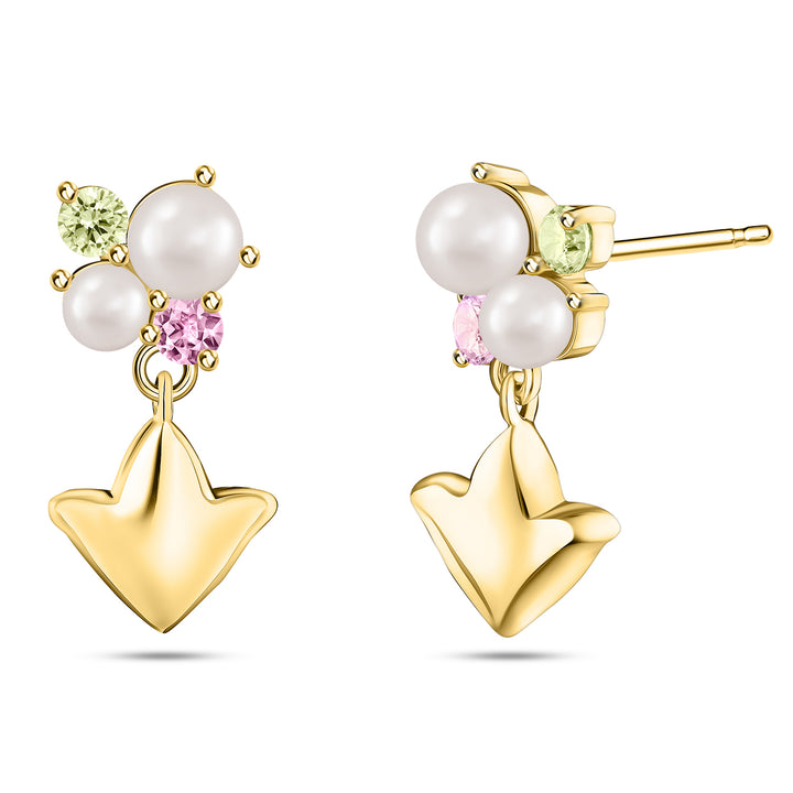 Mini Pearl & Ivy Earrings-Gold