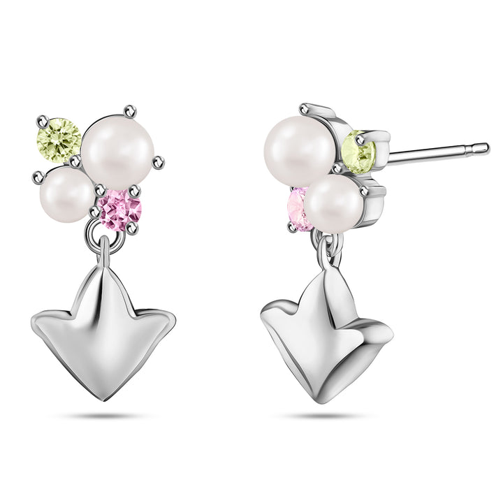 Mini Pearl & Ivy Earrings-Silver