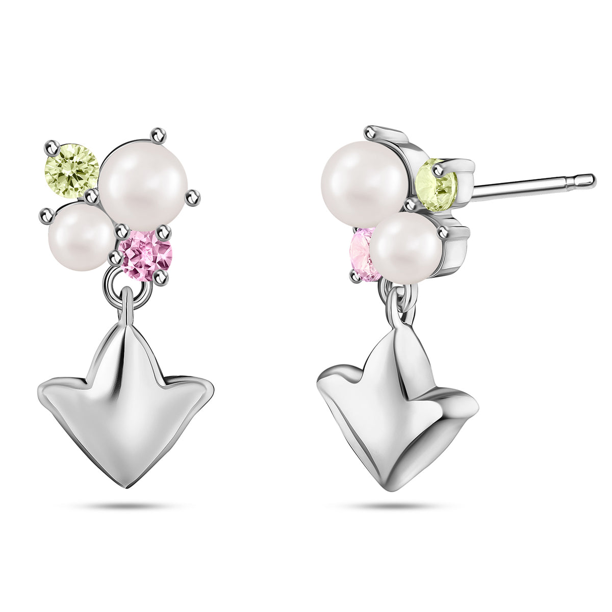 Mini Pearl &amp; Ivy Earrings-Silver