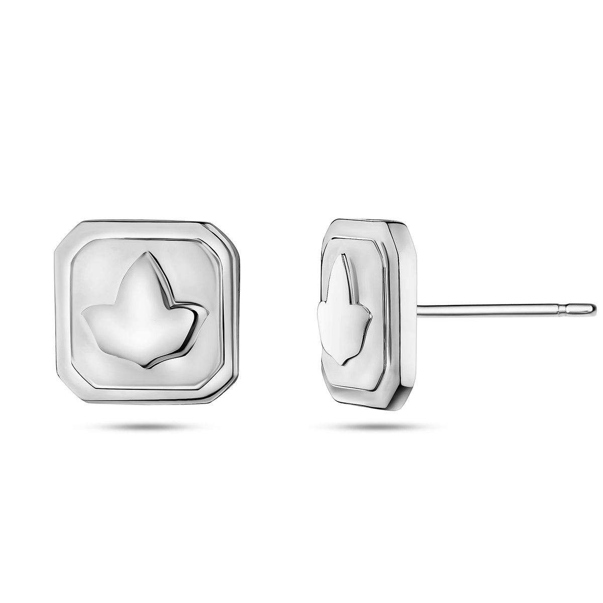 Ivy Block Earrings-Silver
