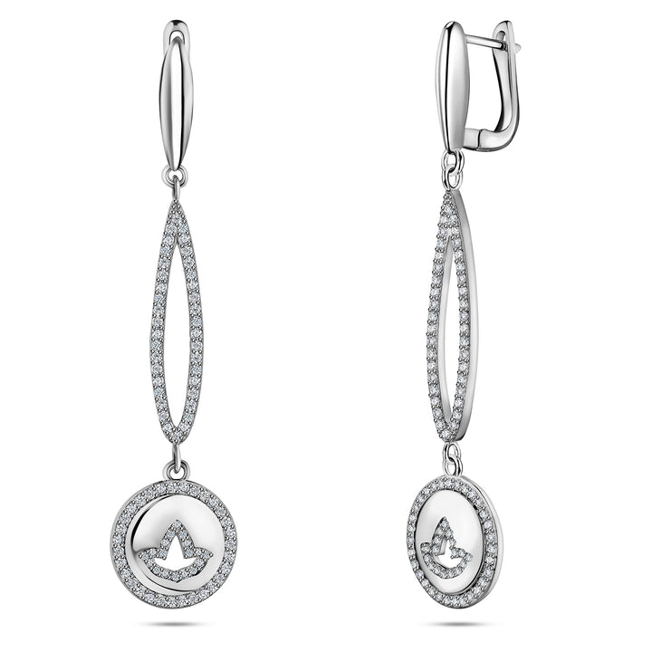 Drop Cut Out Ivy Earrings-Silver