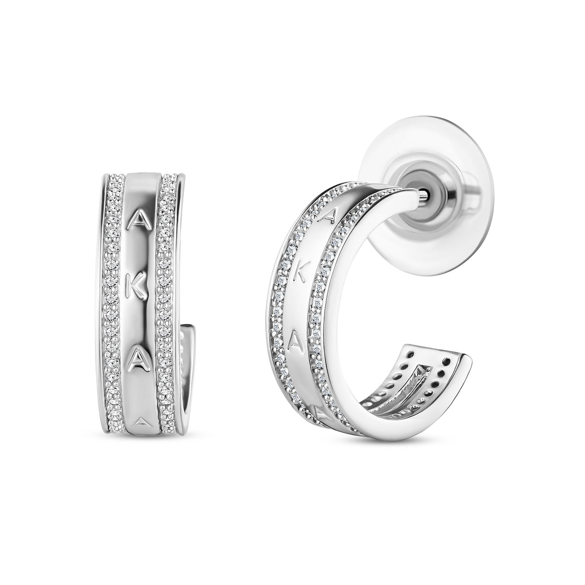 AKA Half Oval Loop Earrings-Silver