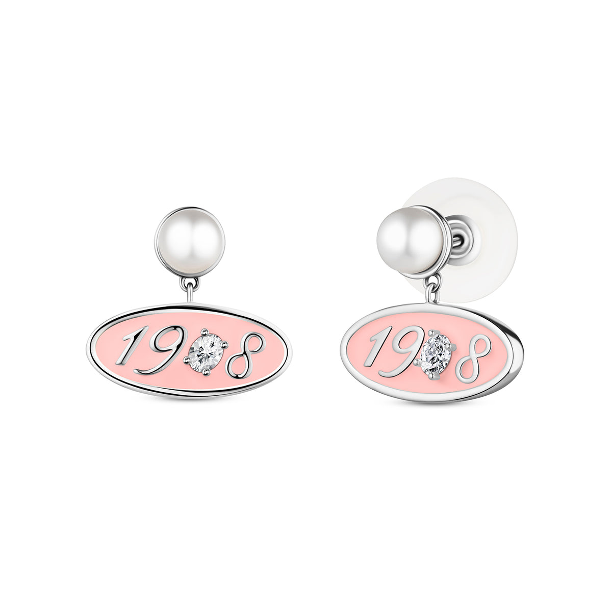 1908 Single Crystal Earrings-Silver