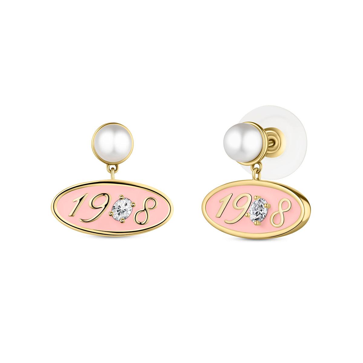 1908 Single Crystal Earrings-Gold
