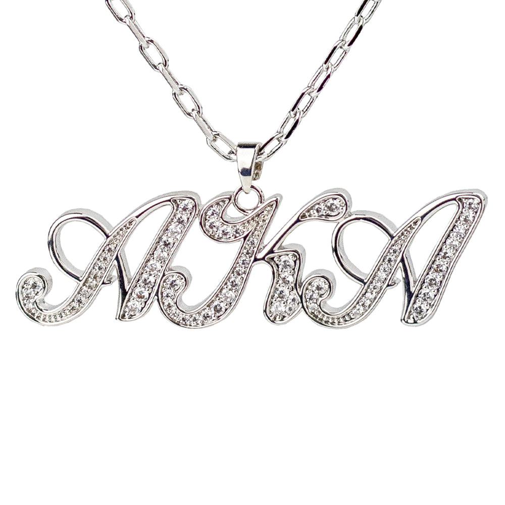 AKA Letters Necklace (Rhodium) - Letters Necklace 