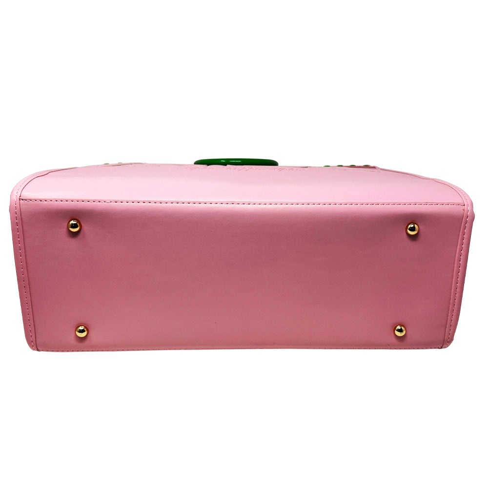 バッグ Rare pink signature canvas bag 6830 Pink Raised AKA Embossed Stitch Tote - RealGreek.com