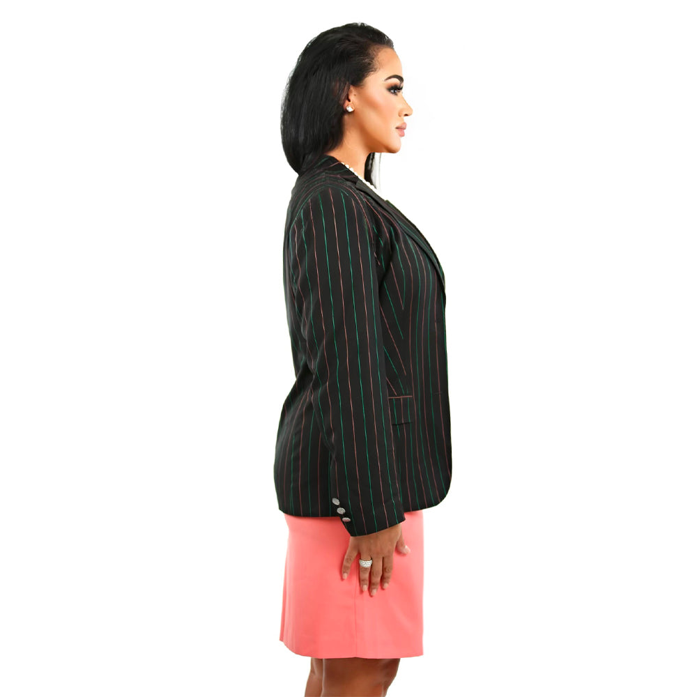 AKA Black Pinstripe Blazer