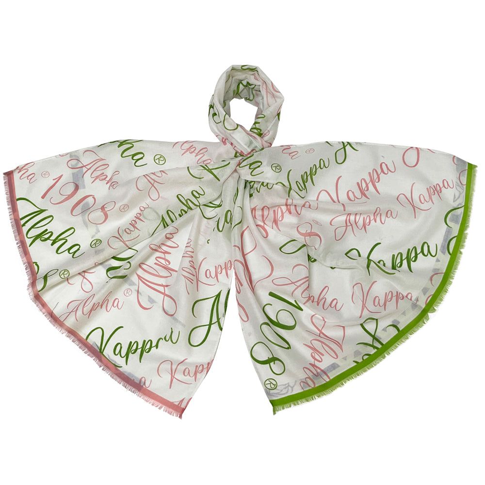 Signature Script Scarf-White